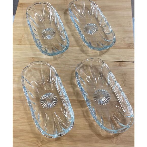 Anchor Hocking Other - Vintage Anchor Hocking Banana Split Sundae Clear Glass Starburst Dishes Set of 4